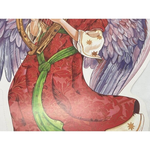 Vintage 2 Paper Magic Group Christmas Angel Playing Ark Die Cut Decoration 12” - Picture 11 of 14